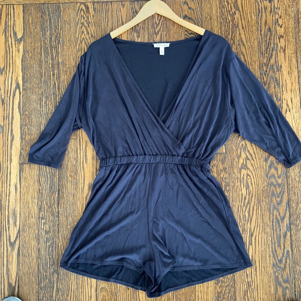 UO Silence + Noise Charcoal Romper, Size Medium.